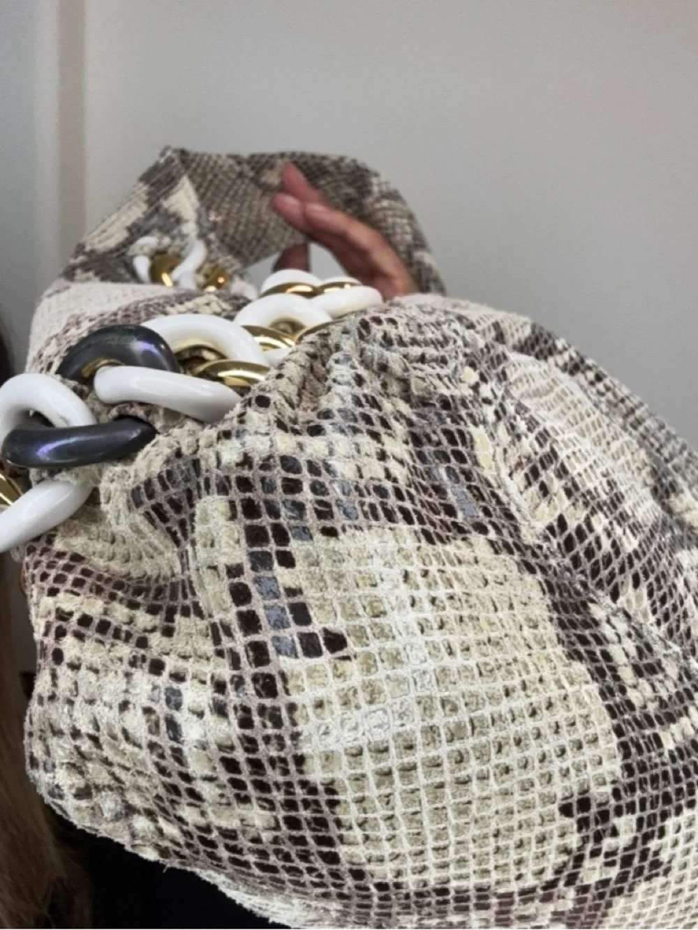 Michael Kors Python Chain Hobo Tote EUC - Picture 9 of 17